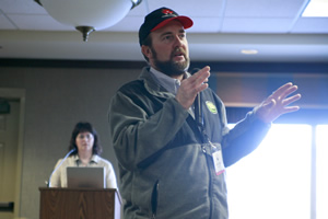 Jack Geiger (right,) 2015 OCIA president, talks about goals for the organization during its Annual General Membership Meeting
