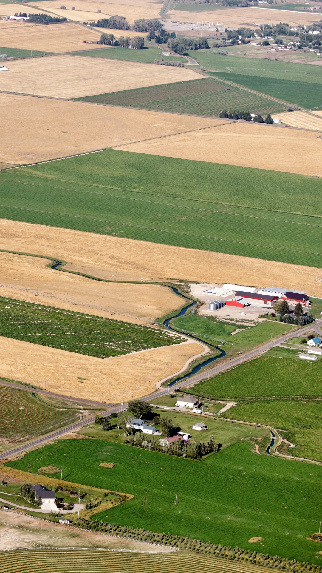 Aerial view of farmland.