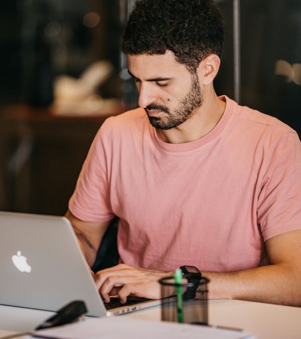 A man reviews an application file.
